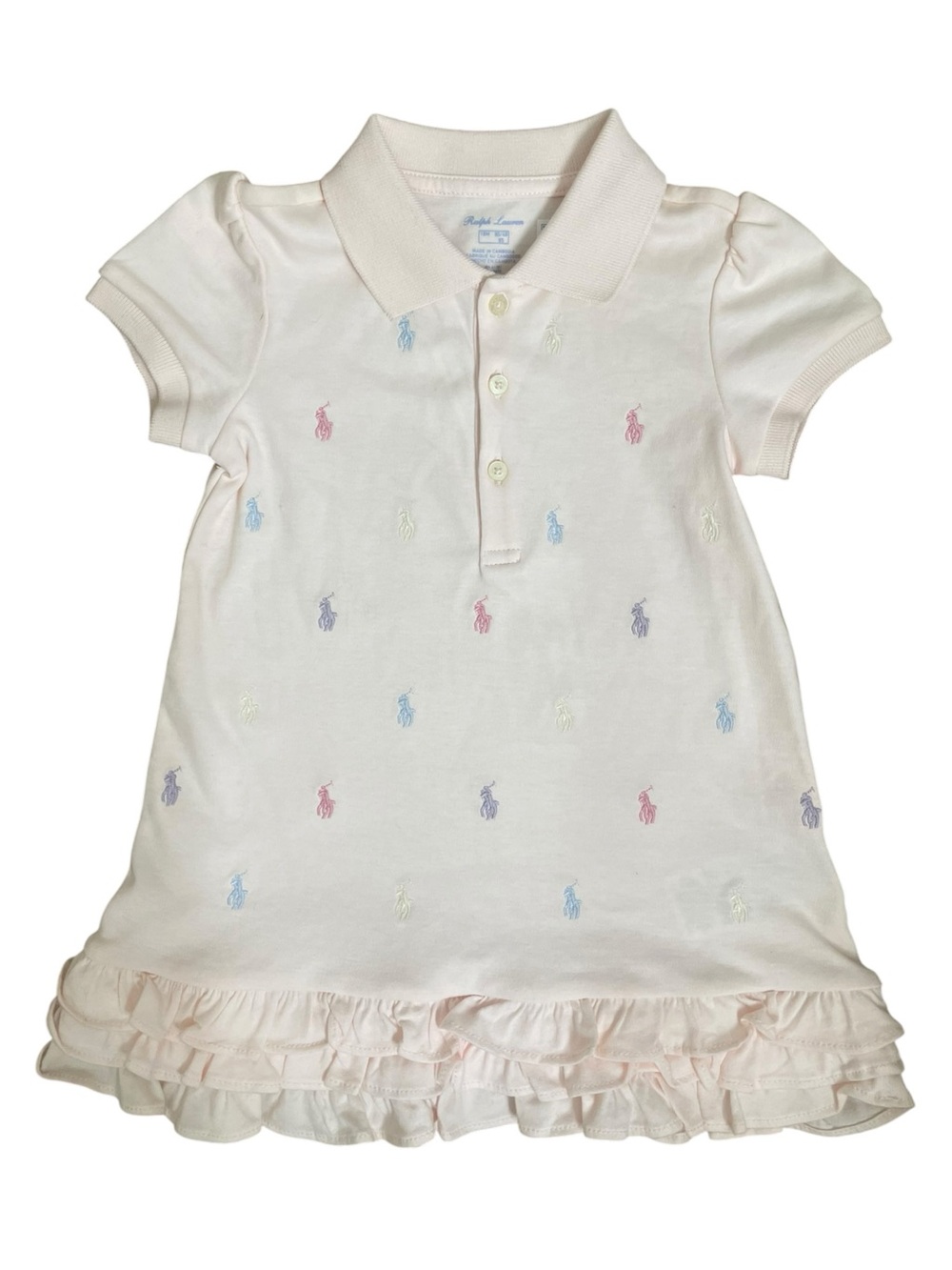 Ralph Lauren Pink Polo Dress with Pastel Embroidered Logos